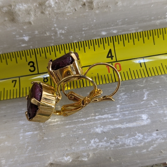 Natural Faceted Pigeon Blood Ruby Approx 5 Carats on 14K Gold Plated Earrings - Picture 4 of 4